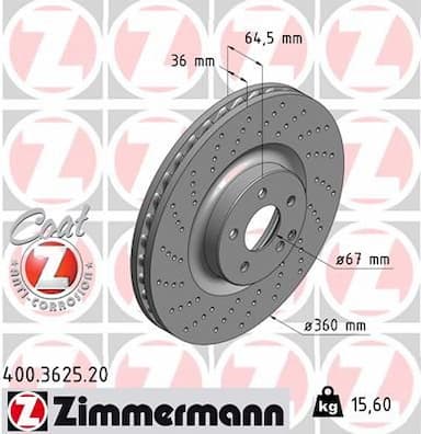 Bremžu diski ZIMMERMANN 400.3625.20 1