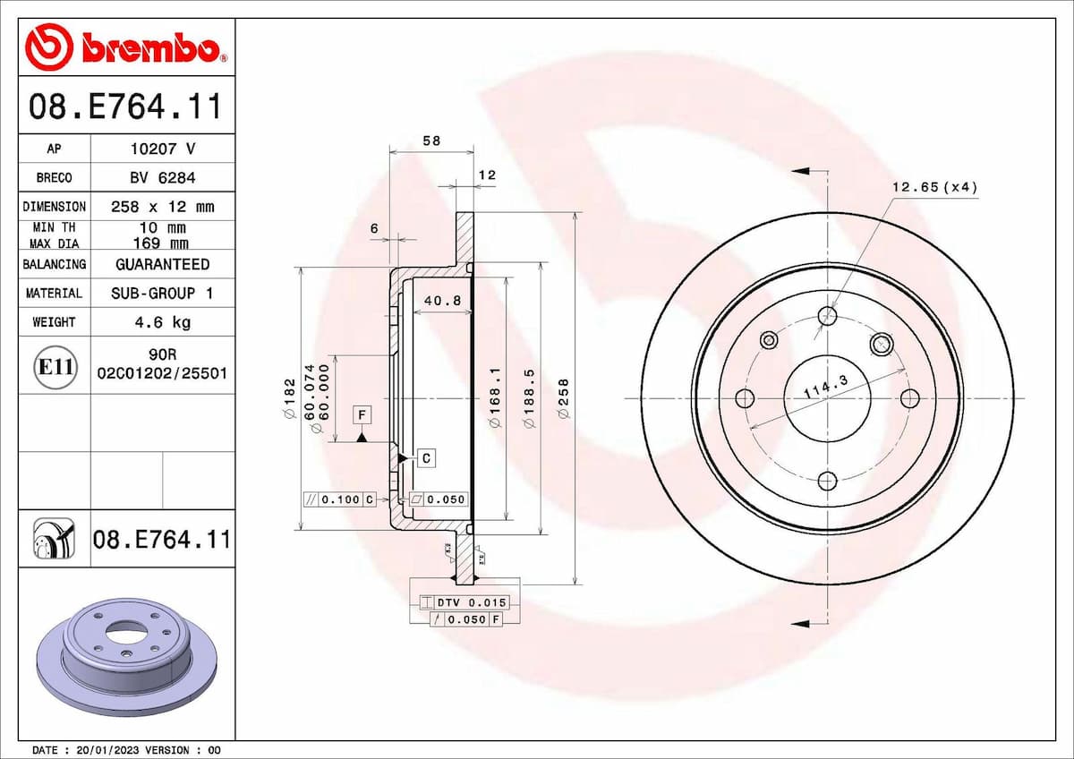 Bremžu diski BREMBO 08.E764.11 1