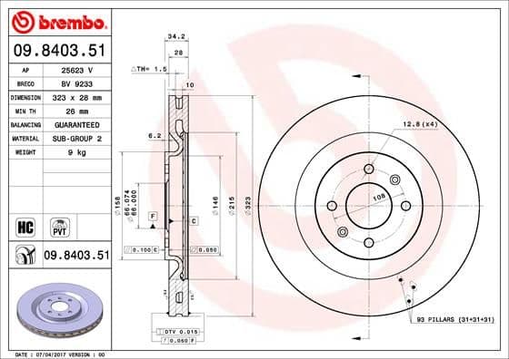 Bremžu diski BREMBO 09.8403.51 1