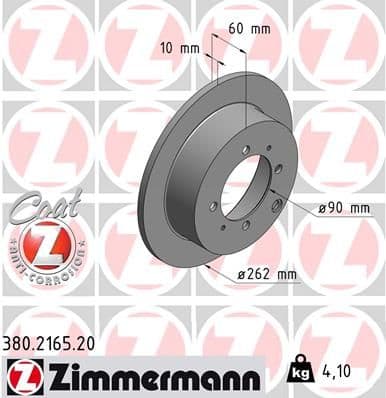 Bremžu diski ZIMMERMANN 380.2165.20 1