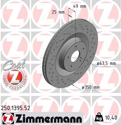 Bremžu diski ZIMMERMANN 250.1395.52 1