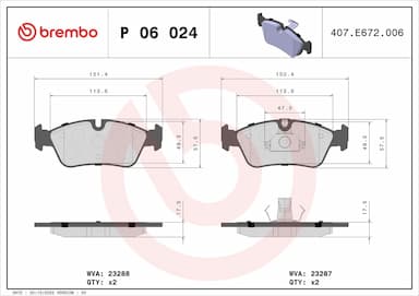 Bremžu uzliku kompl., Disku bremzes BREMBO P 06 024 1