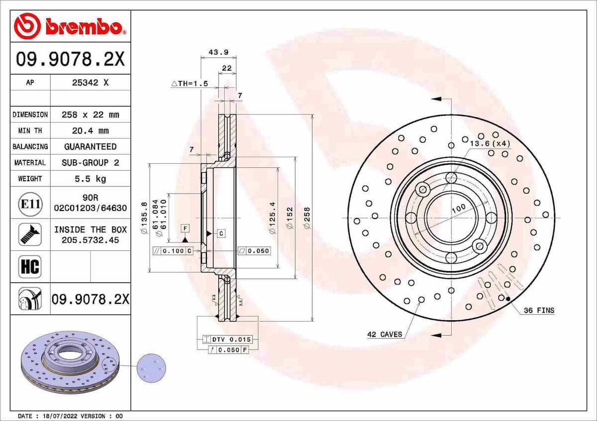 Bremžu diski BREMBO 09.9078.2X 1