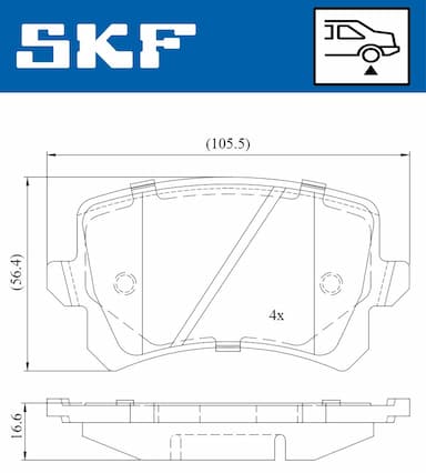 Bremžu uzliku kompl., Disku bremzes SKF VKBP 90023 2