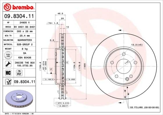 Bremžu diski BREMBO 09.8304.11 1