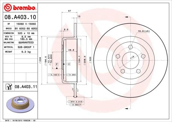 Bremžu diski BREMBO 08.A403.11 1