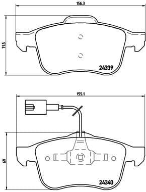 Bremžu uzliku kompl., Disku bremzes BREMBO P 23 103 1