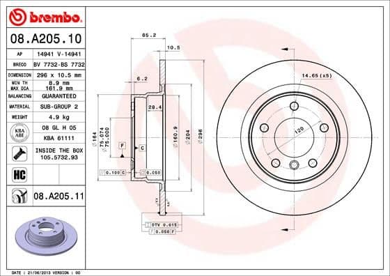 Bremžu diski BREMBO 08.A205.11 1