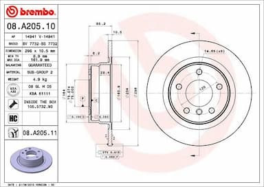 Bremžu diski BREMBO 08.A205.11 1