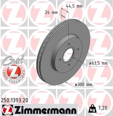 Bremžu diski ZIMMERMANN 250.1393.20 1