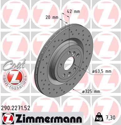 Bremžu diski ZIMMERMANN 290.2271.52 1