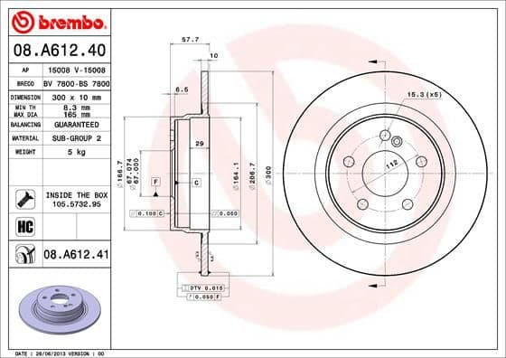 Bremžu diski BREMBO 08.A612.41 1