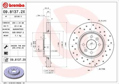 Bremžu diski BREMBO 09.8137.2X 1