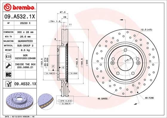 Bremžu diski BREMBO 09.A532.1X 1