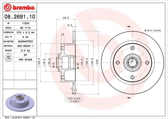 Bremžu diski BREMBO 08.2691.10 1