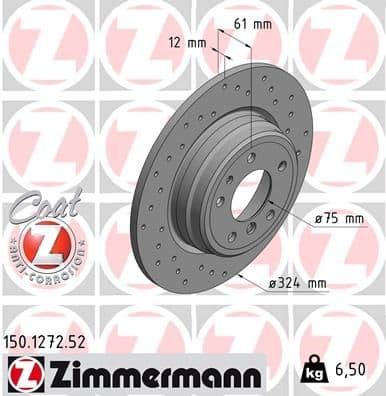 Bremžu diski ZIMMERMANN 150.1272.52 1