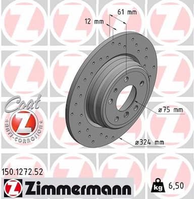 Bremžu diski ZIMMERMANN 150.1272.52 1