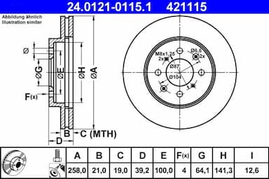 Bremžu diski ATE 24.0121-0115.1 1