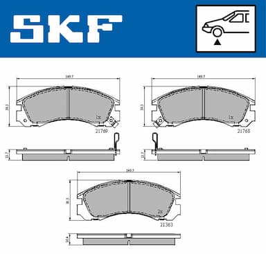 Bremžu uzliku kompl., Disku bremzes SKF VKBP 80230 A 6