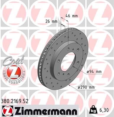 Bremžu diski ZIMMERMANN 380.2169.52 1