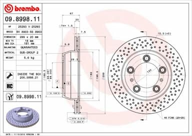 Bremžu diski BREMBO 09.8998.11 1