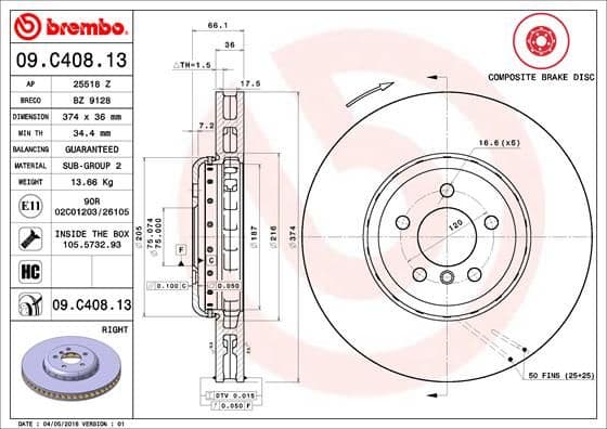 Bremžu diski BREMBO 09.C408.13 1