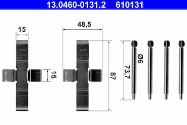 Piederumu komplekts, Disku bremžu uzlikas ATE 13.0460-0131.2 1