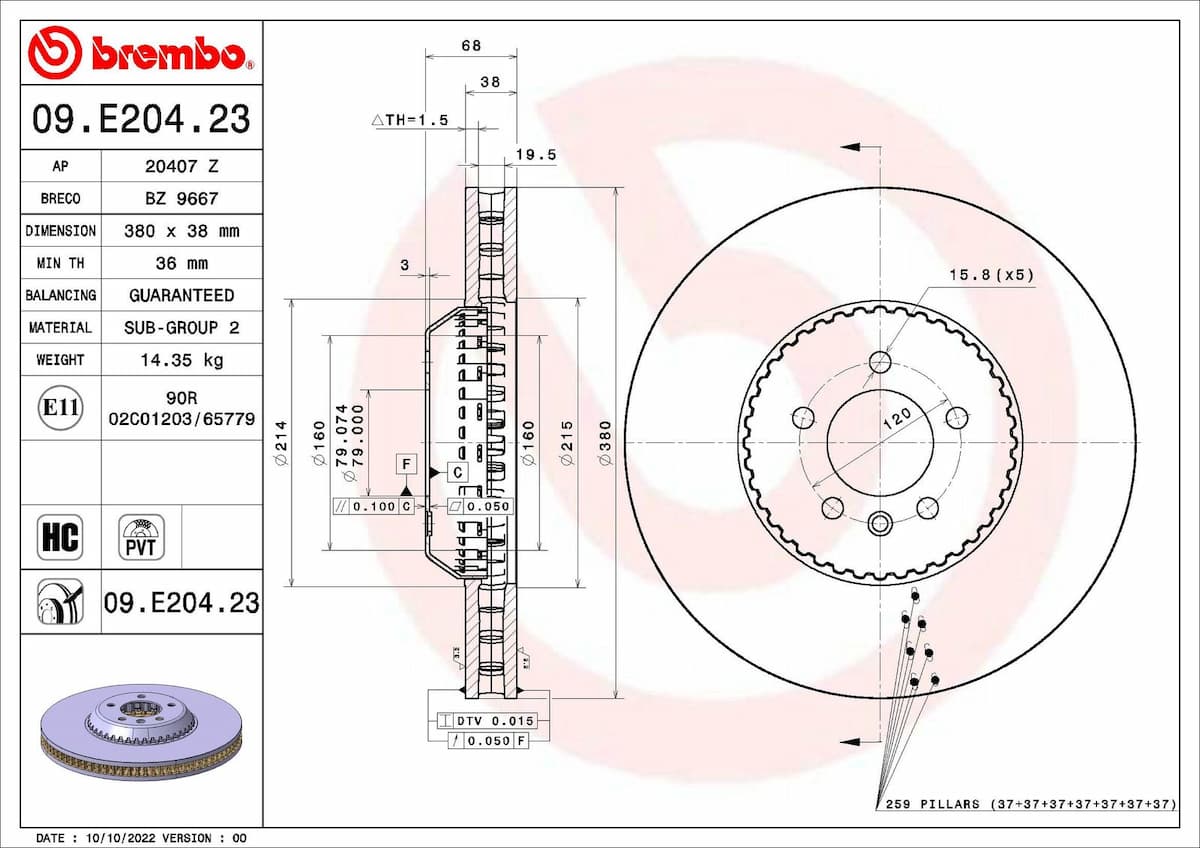 Bremžu diski BREMBO 09.E204.23 1