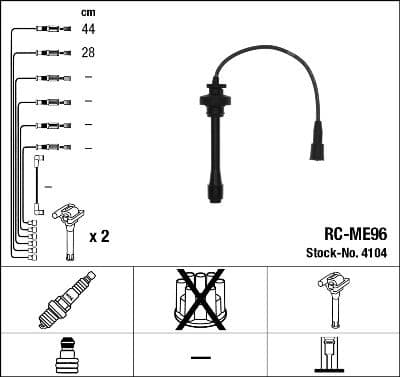 Augstsprieguma vadu komplekts NGK 4104 1