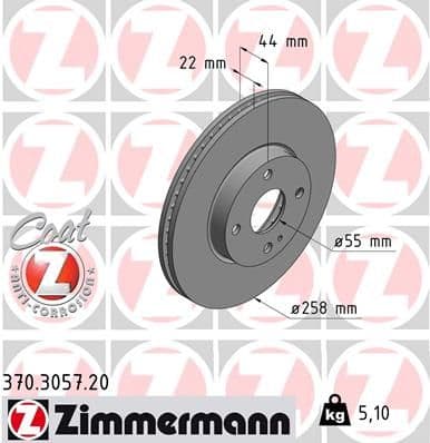 Bremžu diski ZIMMERMANN 370.3057.20 1