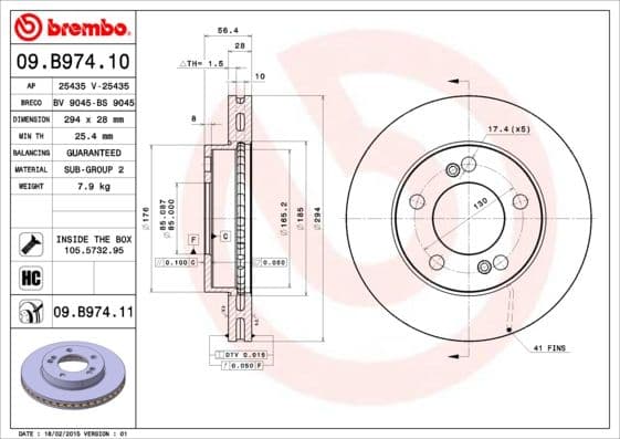 Bremžu diski BREMBO 09.B974.11 1