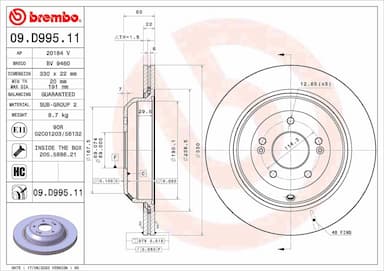 Bremžu diski BREMBO 09.D995.11 1