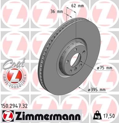 Bremžu diski ZIMMERMANN 150.2947.32 1