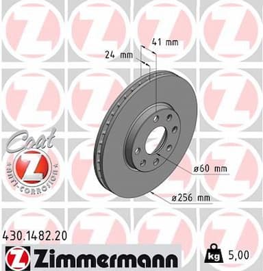 Bremžu diski ZIMMERMANN 430.1482.20 1