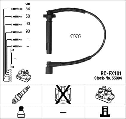 Augstsprieguma vadu komplekts NGK 55004 1