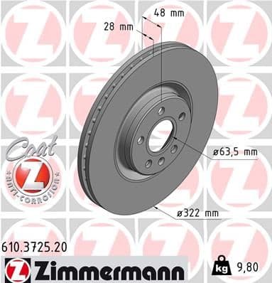 Bremžu diski ZIMMERMANN 610.3725.20 1