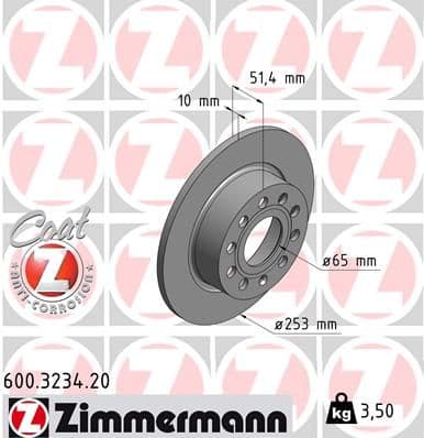 Bremžu diski ZIMMERMANN 600.3234.20 1