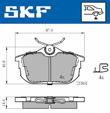 Bremžu uzliku kompl., Disku bremzes SKF VKBP 90160 A 6