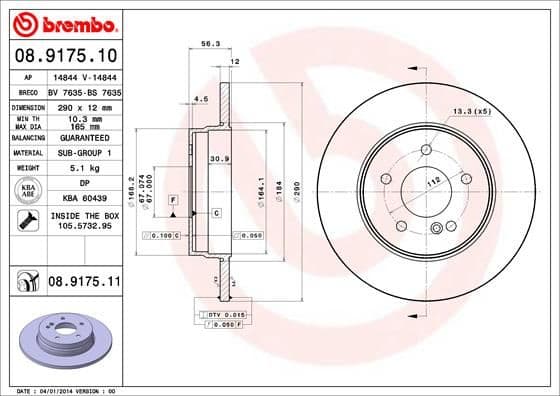 Bremžu diski BREMBO 08.9175.11 1