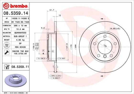 Bremžu diski BREMBO 08.5359.11 1