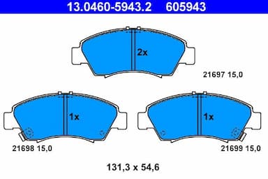 Bremžu uzliku kompl., Disku bremzes ATE 13.0460-5943.2 1