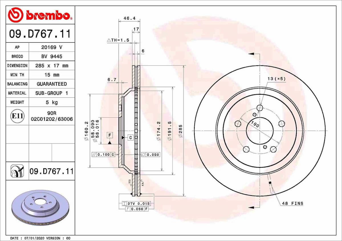 Bremžu diski BREMBO 09.D767.11 1