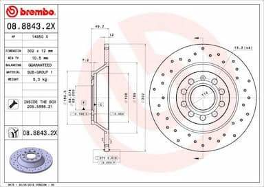 Bremžu diski BREMBO 08.8843.2X 1