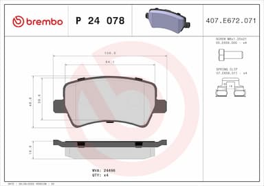 Bremžu uzliku kompl., Disku bremzes BREMBO P 24 078 1