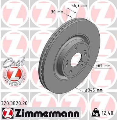 Bremžu diski ZIMMERMANN 320.3820.20 1