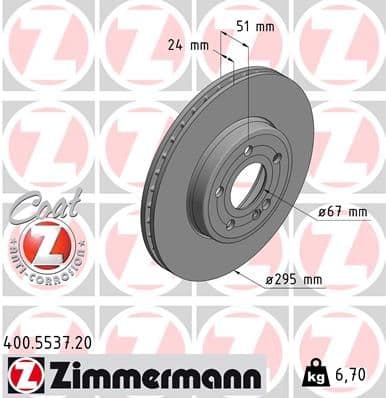 Bremžu diski ZIMMERMANN 400.5537.20 1