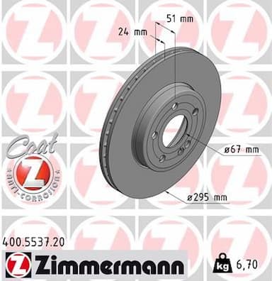 Bremžu diski ZIMMERMANN 400.5537.20 1