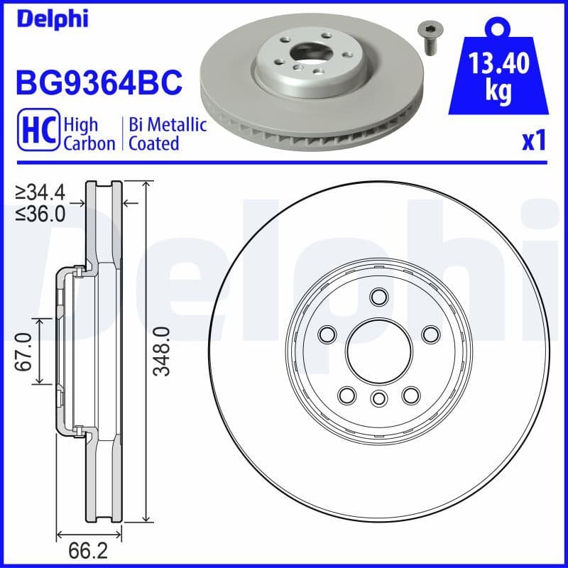 Bremžu diski DELPHI BG9364BC 1