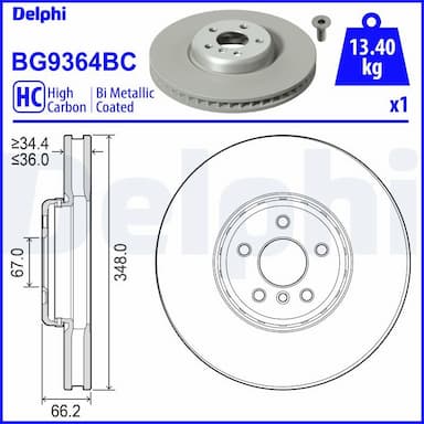 Bremžu diski DELPHI BG9364BC 1