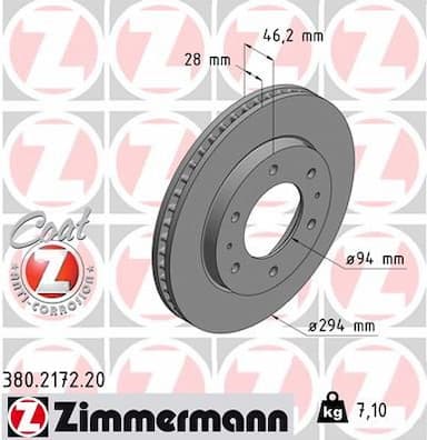 Bremžu diski ZIMMERMANN 380.2172.20 1